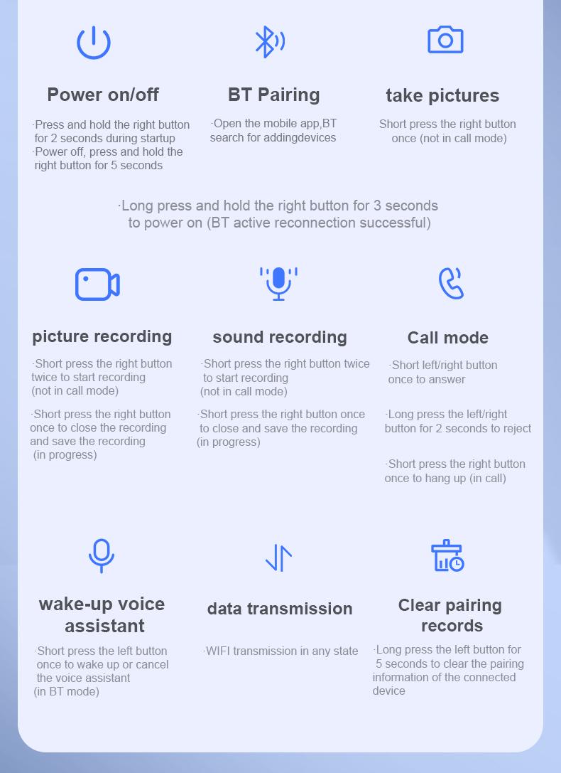 Smart Bluetooth Glasses with Camera, 1080p Video Recording Wearable Glasses, Multifunctional Wireless Audio Glasses with Headphone, Outdoor Sports Camera Sunglasses with Intelligent Voice Assistant, Anti-blue Light Protection Eyeglass