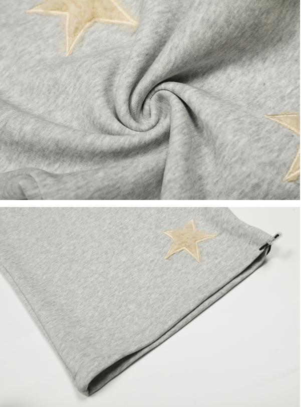 TELLFUN 2026 Men‘s Star Embroidered Jogger Pants Loose Fit Barrel Leg Sweatpants with Stretch Fabric and Drawstring Waist Y2K Streetwear Style；Unisex