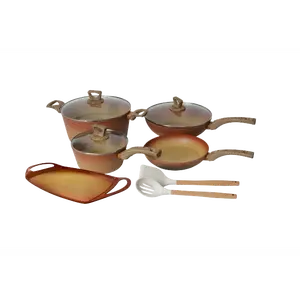 NEWARE bigger TERRACOTTA 10 Piece Cooking Set with GRIDDLE / Batería mas GRANDE de 10 piezas de Terracotta con COMAL