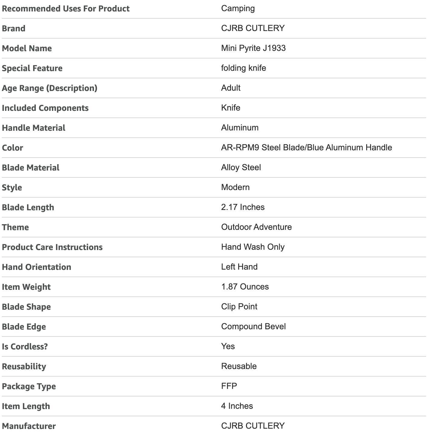 CJRB Mini Pyrite Pocket Knife,2.17" AR-RPM9 Steel Blade, Small EDC Knife,Utility Knife Keychain Knife for Everyday Carry, Survival Gear and Emergency Tool