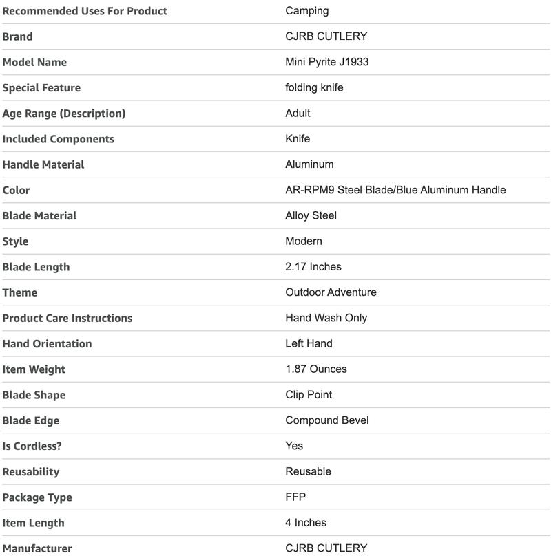 CJRB Mini Pyrite Pocket Knife,2.17" AR-RPM9 Steel Blade, Small EDC Knife,Utility Knife Keychain Knife for Everyday Carry, Survival Gear and Emergency Tool