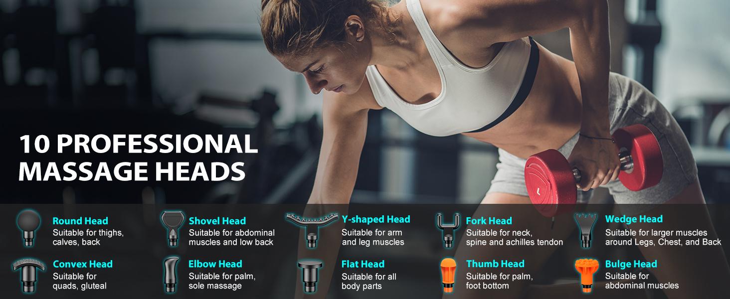 TOLOCO Massage Gun, Muscle Deep Tissue Massager with LED Display, 7 Speeds, Percussion Massage Gun with 10 Replacement Heads, Perfect Gift Relaxing Therapy