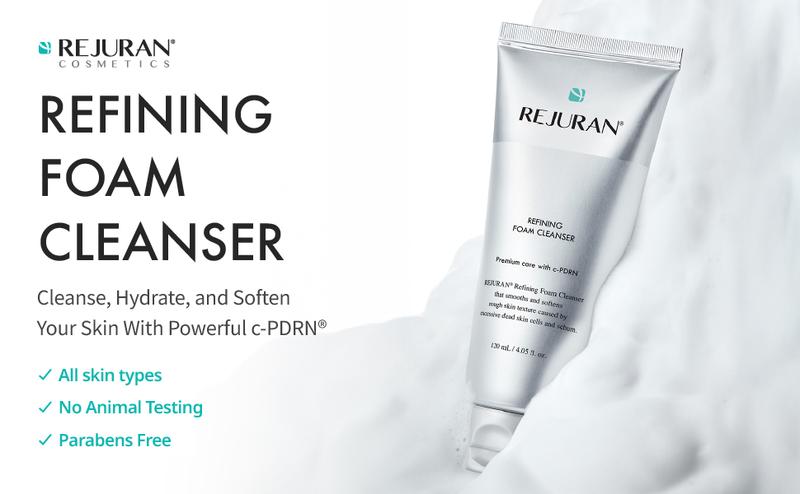 REJURAN Refining Foam Cleanser, c-PDRN – Hydrating & Gentle for Smoother, Clearer Skin, Minimizes Pores & Balances with Hyaluronic Acid & Tanin Complex, Korean Skin Care (4.05 fl oz)