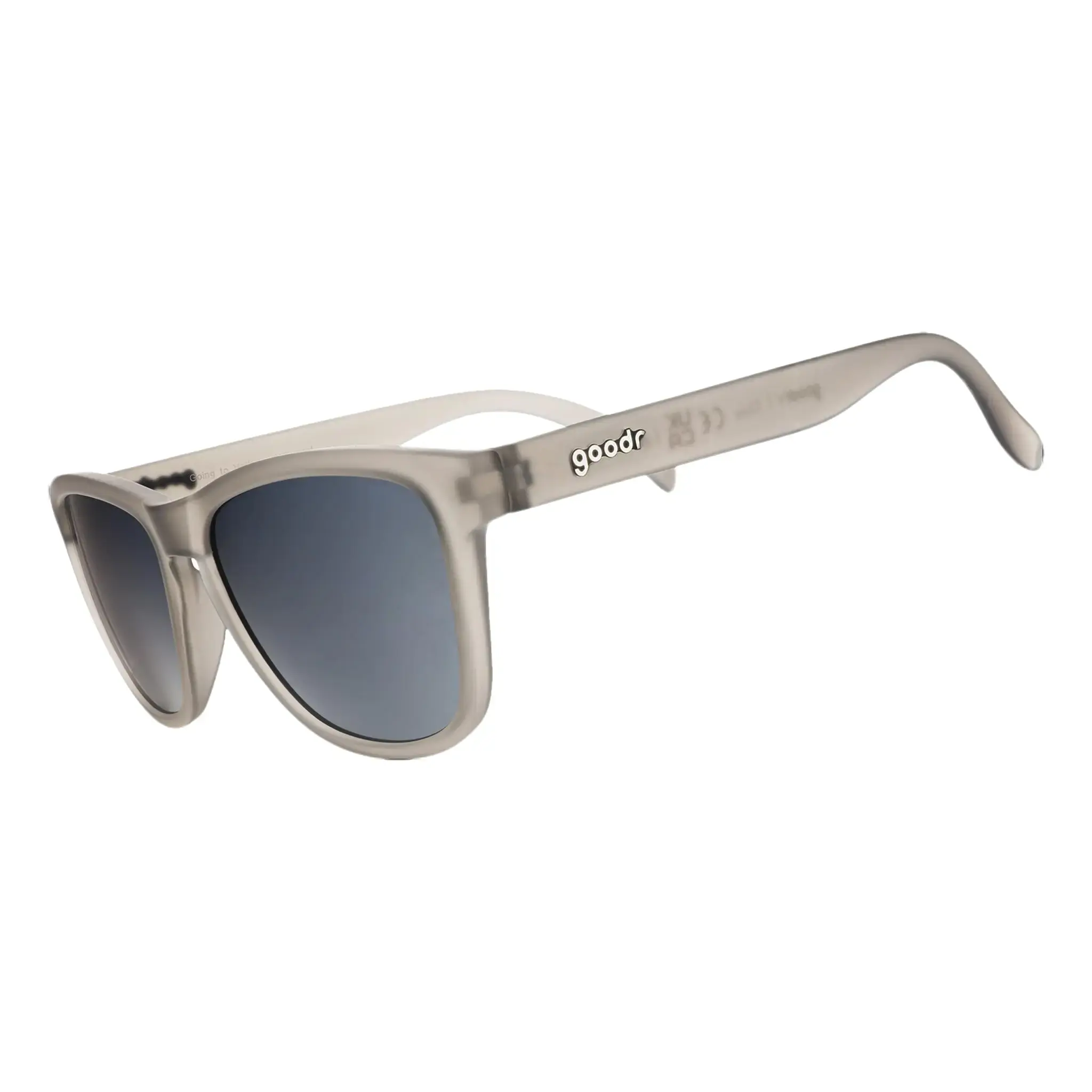 goodr Going To Valhalla...Witness! Medium Size (OG) Translucent Gray Frame with Chrome Lens, UV400, No Slip No Bounce No Tangle Trendy Sun Glasses Street Style Shades