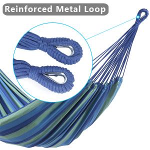 ONCLOUD Extra Long and Wide Double Hammock for Travel Camping Backyard, Porch, Outdoor or Indoor Use, Carrying Pouch Included (Blue/Green Stripes)