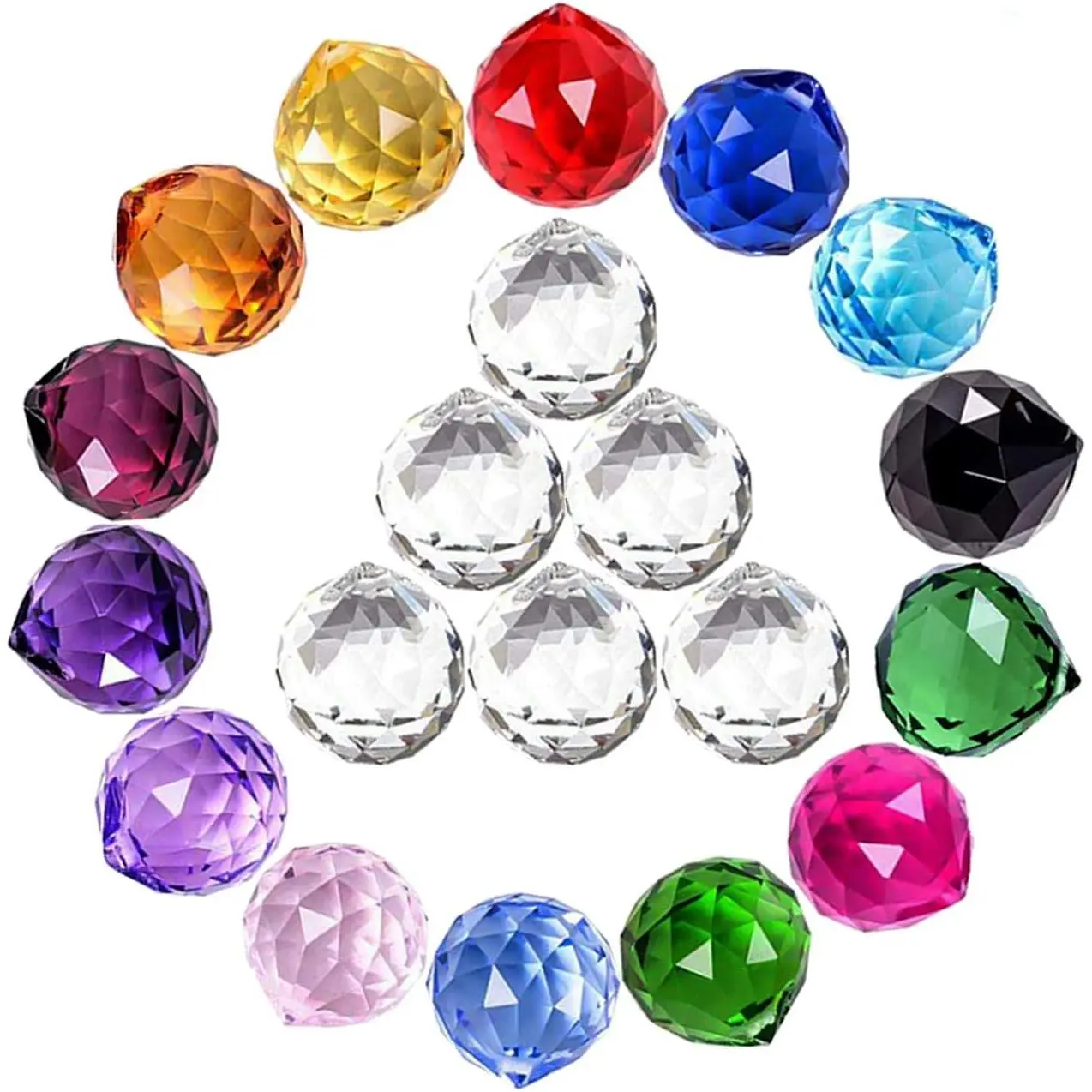 20-Piece Lead-Free Perforated Glass Crystal Ball Set (0.8"/20mm Rainbow Prism Beads) - Christmas Tree Hanging Decor, for DIY Projects, Enhance Light Fixture, Amazing Light & Color Show, Feng Shui Crystals