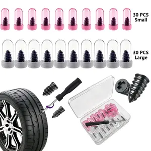 60pcs Tire Repair Screws Plugs, Self-service Tyre Repair Vacuum Rubber Nails Kit for Car/Motorcycle/Truck/Tractor Puncture Fast Tyre Repair Supplies,summervibes