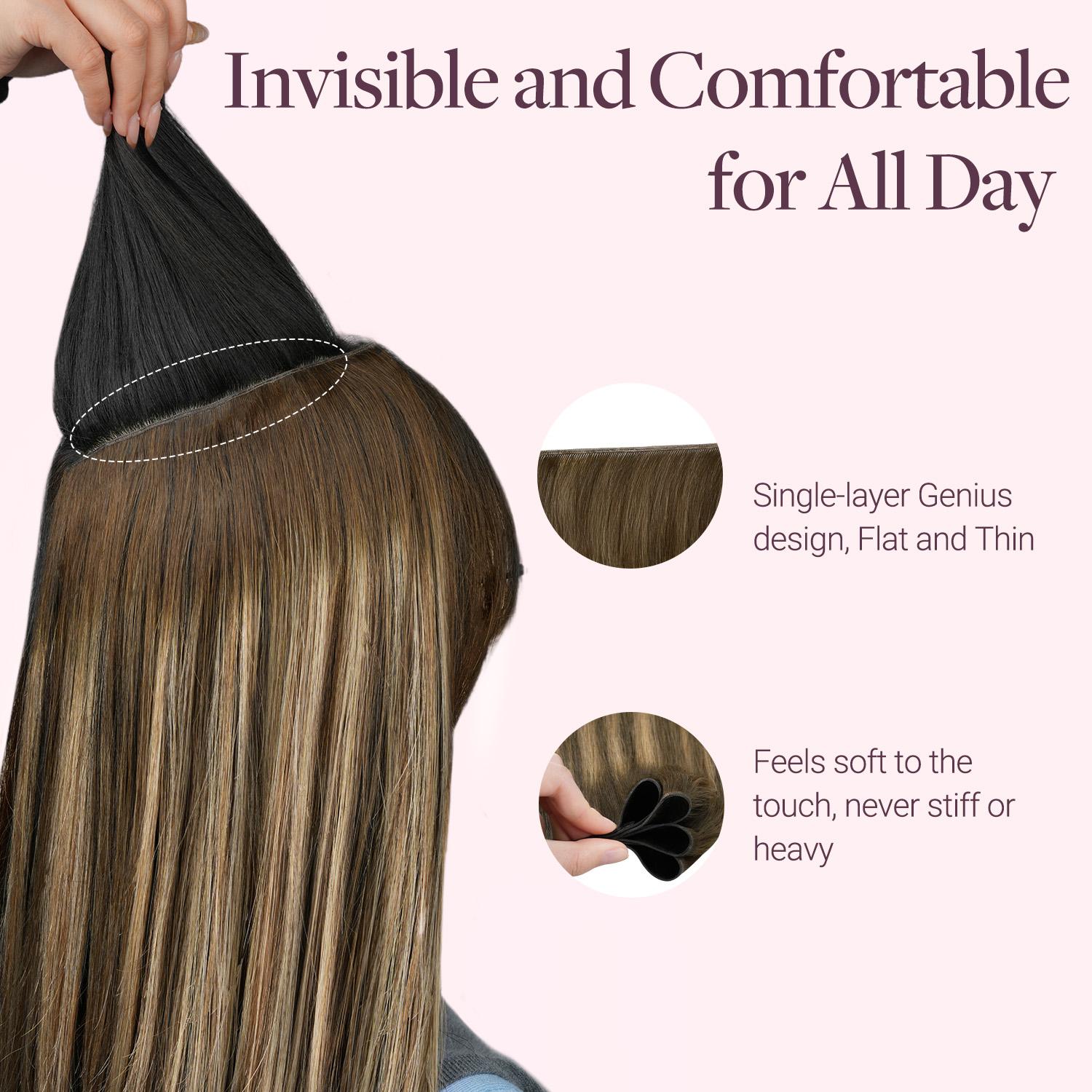 GOO GOO Genius Weft Hair Extensions Human Hair ,  14-24 Inch Sew In Remy  Human Hair for Natural Look & Volume, Reusable & Straight Hair for Women#SpringStatements