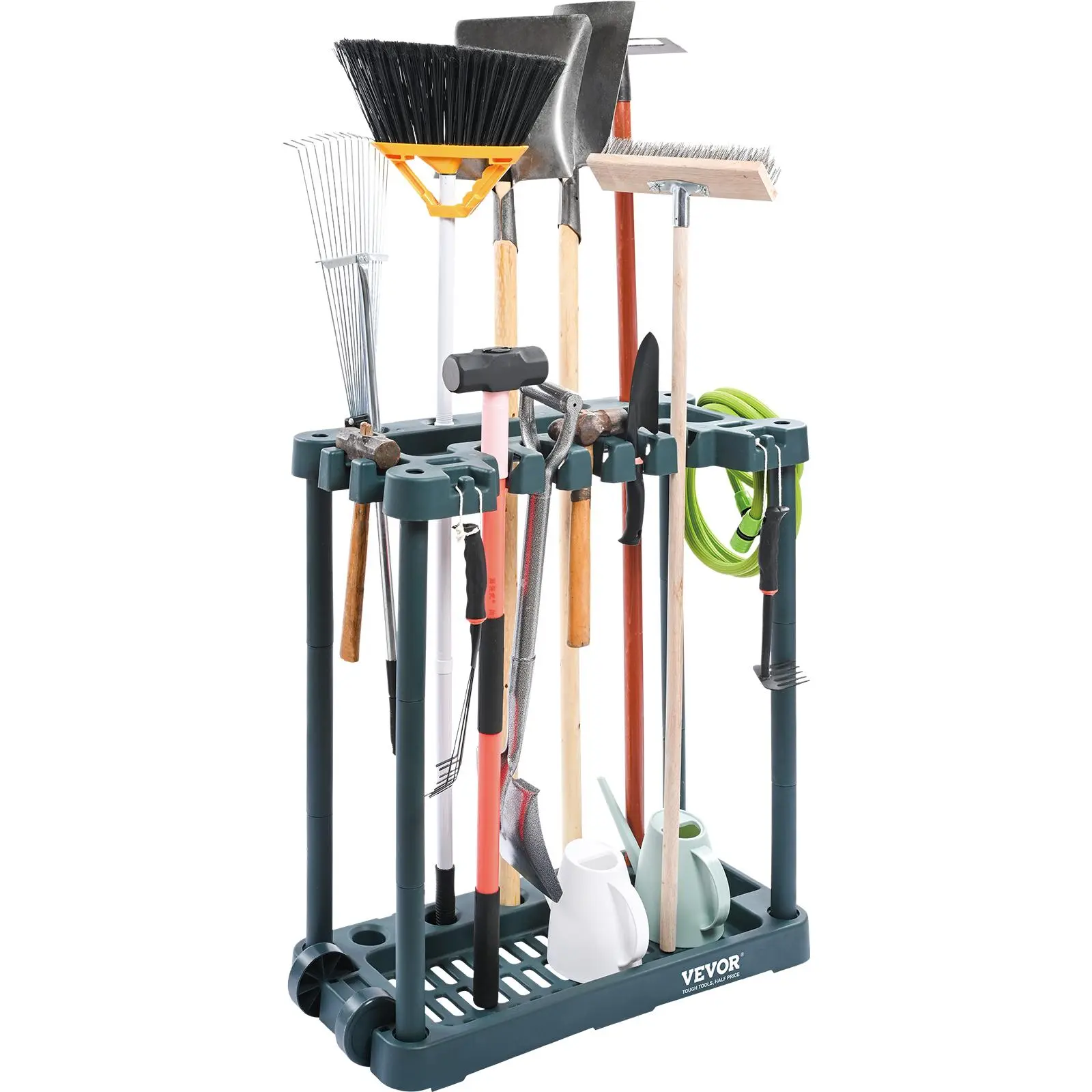 【DealsForYouDays】VEVOR Garden Tool Organizer, 10 Slots, Yard Tool Tower Rack for Garage Organization and Storage, Hold Long-Handled Tool/Rake/Broom/Shovel, PP Garden Tool Stand Holder Organizer for Yard, Shed, Outdoor