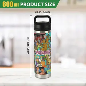 20oz Scooby-Doo Themed Stainless Steel Insulated Tumbler, High-Quality with Handle & Leak-Proof Lid, Fun Design Drinkware, Summer Cool Drinks for Home/Office/School, Thoughtful Gift for Boyfriends & Cartoon Fans