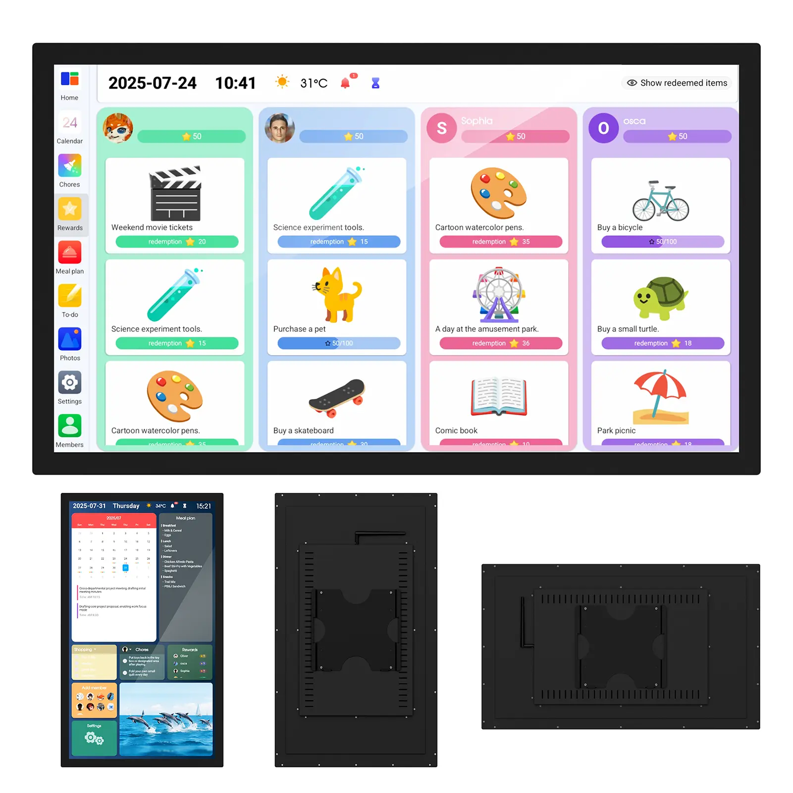 Explorinox  Smart Digital Calendar Family Schedules Planner Chore Chart Electronic Calendar Wall Mount Touchscreen Interactive Display Screen Calendar