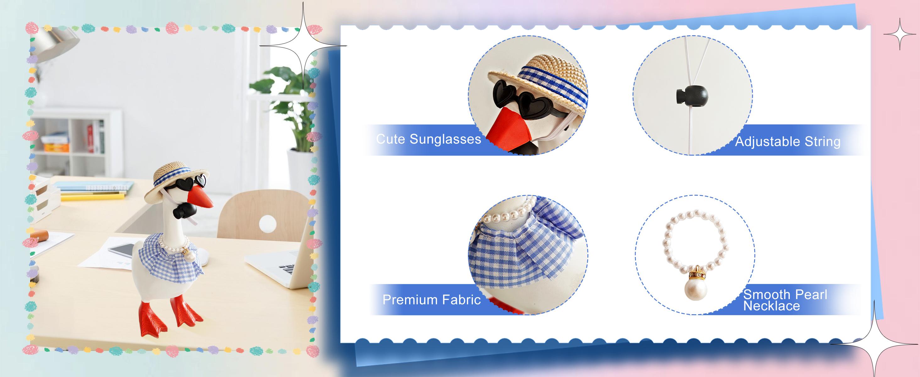 16PCS Mini Desk Goose Clothes with Hats, Sunglasses, Bikini,Swimming Ring, Dresses for Magnetic Porch Goose Key Holder Decor & Office Gifts