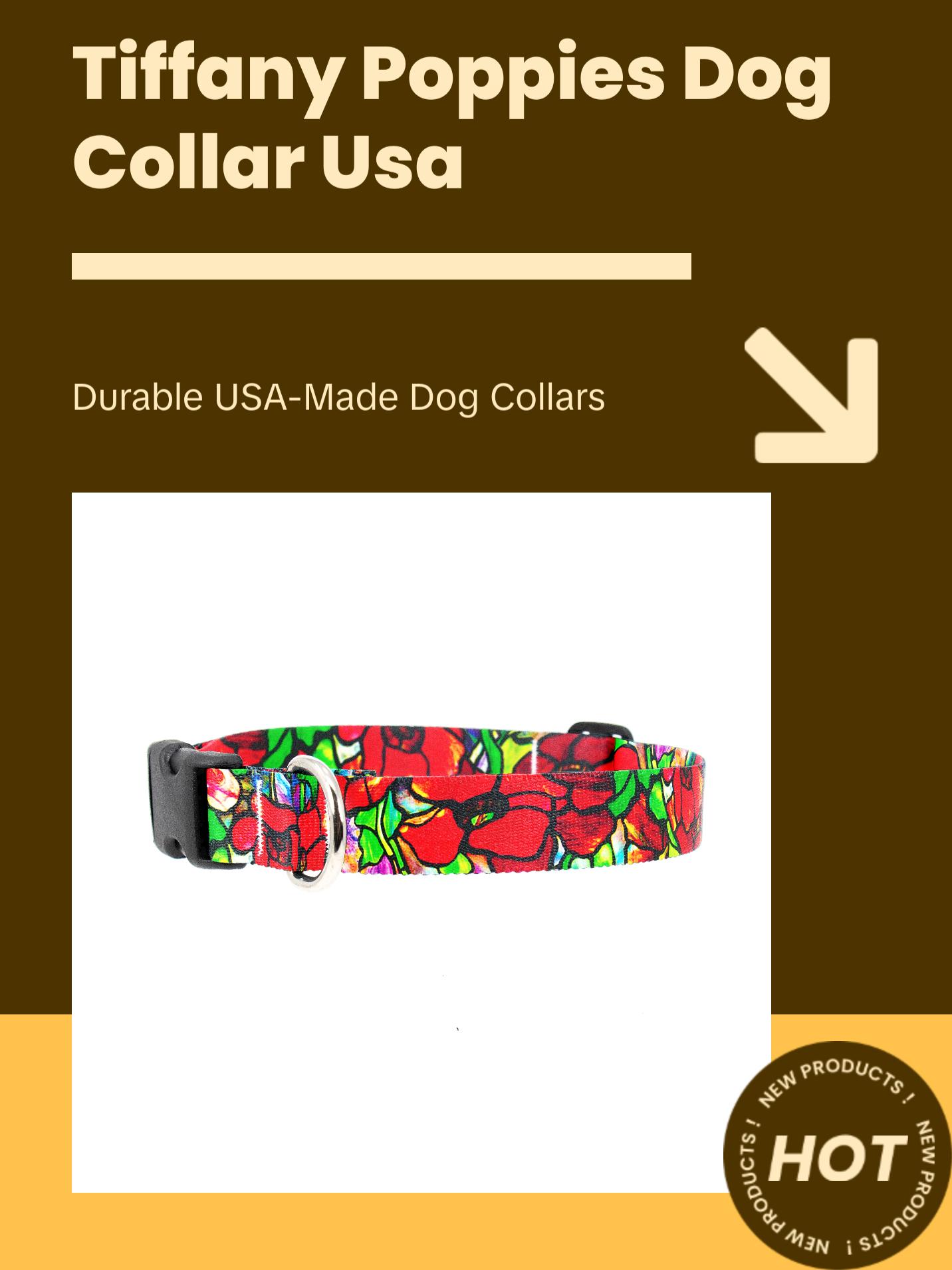 Tiffany Poppies Dog Collar - Made in USA