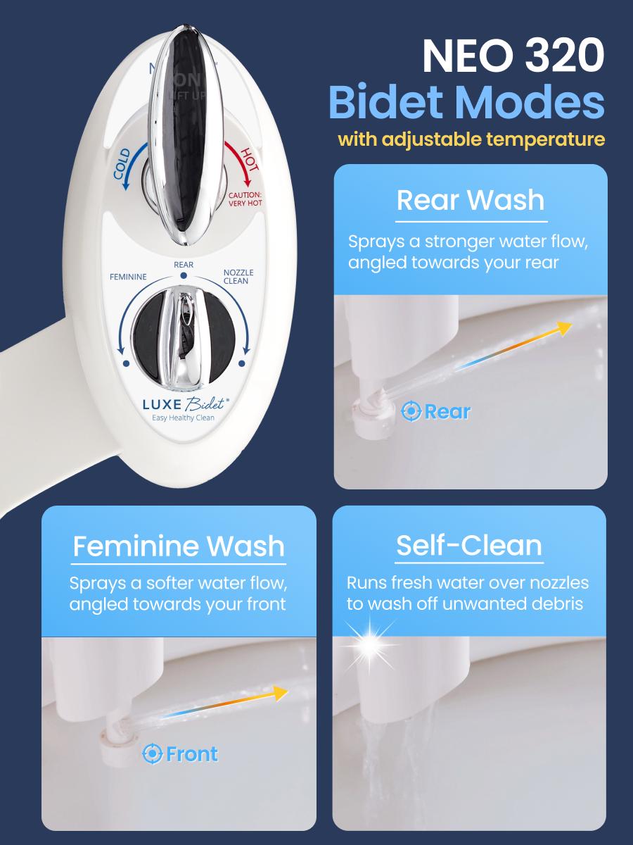 LUXE Bidet NEO 320 - Warm Water, Rear and Feminine Wash, Self-Cleaning, Non-Electric Bidet Attachment for Toilet Seat, Lever Control LUXE Bidet NEO 320 - Warm Water, Rear and Feminine Wash, Self-Cleaning, Non-Electric Bidet Attachment for Toilet Seat, Lever Control