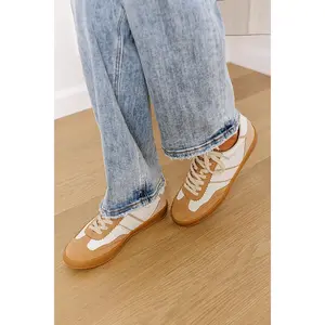 The Zoey Faux Leather Sneaker in Camel