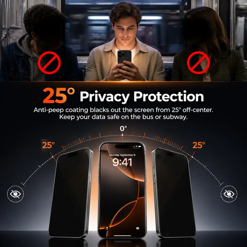 PandaShield 2-Pcs REDEDGE red privacy Screen Protector Tempered Glass for iPhone 13,14,15,16,17,18 Plus Pro Max - HD Transparent, Anti-Spy, 9H Hardness, Full Coverage, Easy Install Smartphone Protective Accessory