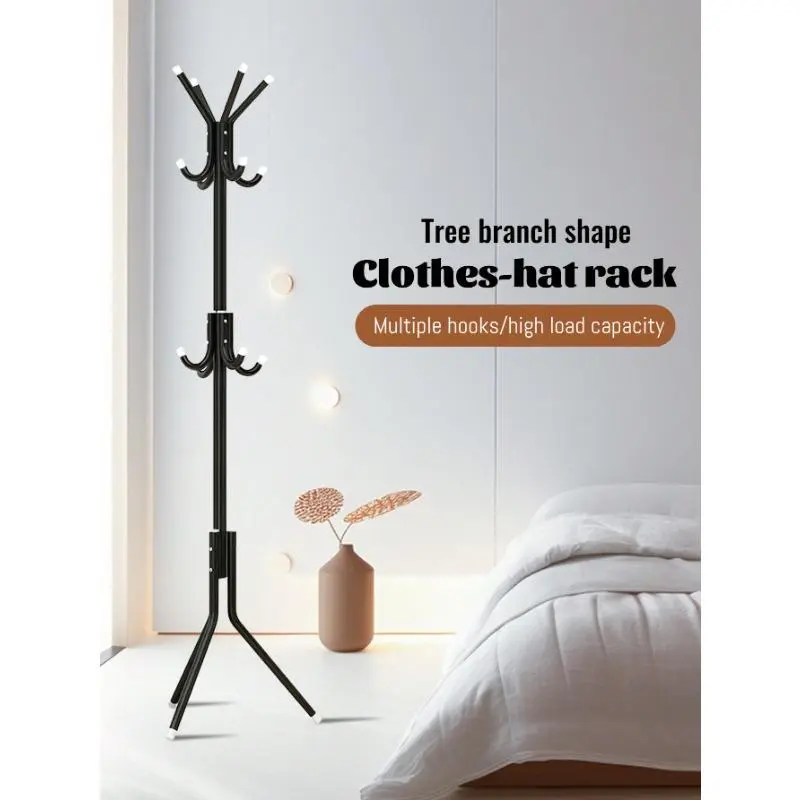 Decorative Freestanding Stable Metal Tree Shape Coat Rack Stand - Branch-Form, 12 Hooks, Umbrella Holder, High Load Capacity, Metal Frame Resists Everyday Wear, Entryway Hanger for Hats, Bags, Scarves, Blends with Modern Decor