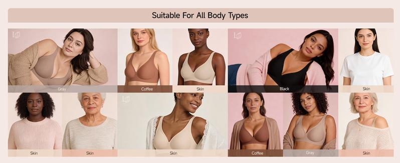 LemonSilk 3/4 Piece Set Women's Wireless Bra Comfortable Push Up Seamless Bralettes Deep V Neck Tshirt Bras Everyday Wear All Seasons