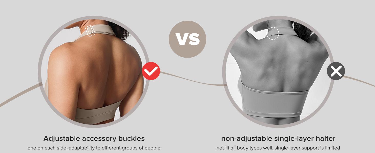 BRXL Womens Halter Sports Bra Adjustable Straps Open Back Workout Top Padded Crop Tank Top Gym Yoga Bra with Removable Padded Lightweight Racerback Design Sweat Wicking for Training Fitness Running