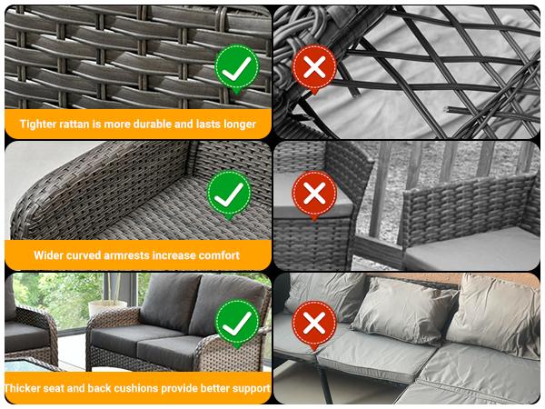 【2 Packages Shipping】Ovios 4 Pieces Patio Furniture Set, Outdoor Wicker Sofa with Coffee Table, Chairs, All Weather High Back Rattan Loveseat Couch with Comfy Cushions 【2 Packages Shipping】Ovios 4 Pieces Patio Furniture Set, Outdoor Wicker Sofa with Coffee Table, Chairs, All Weather High Back Rattan Loveseat Couch with Comfy Cushions