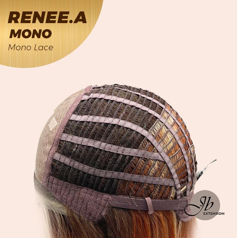 JBEXTENSION RENEE.A MONO Monofilament Handmade Wig 6X5 Full Monofilament Hand Tied Top Wig 22 Inches Cowboy Copper Mono Lace Wig With Anti-slip Silicone Strips Glueless Wig RENEE.A MONO【BENDY EAR TABS】