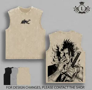 Men’s Oversized Pump Cover Gym T-Shirt, Yami Black Bulls Anime Graphic Tee, Vintage Washed Workout Tee, Pump Cover Tank Top, Muscle Tank, Sleeveless Gym Shirt, Aesthetic Anime Gym Streetwear