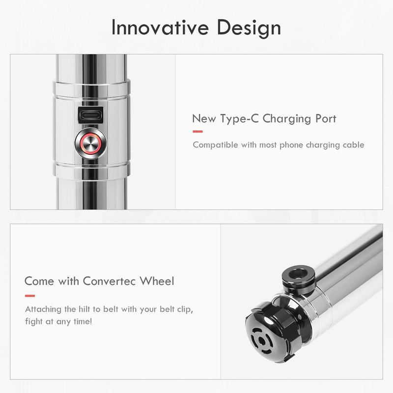 MightyBeanz Metal Handle Darth Revan Lightsaber 92cm PC Blade App Controlled Role Playing Outdoor Sports Dueling Toy with Custom Soundboard Pixel FX Sword Durable Steel