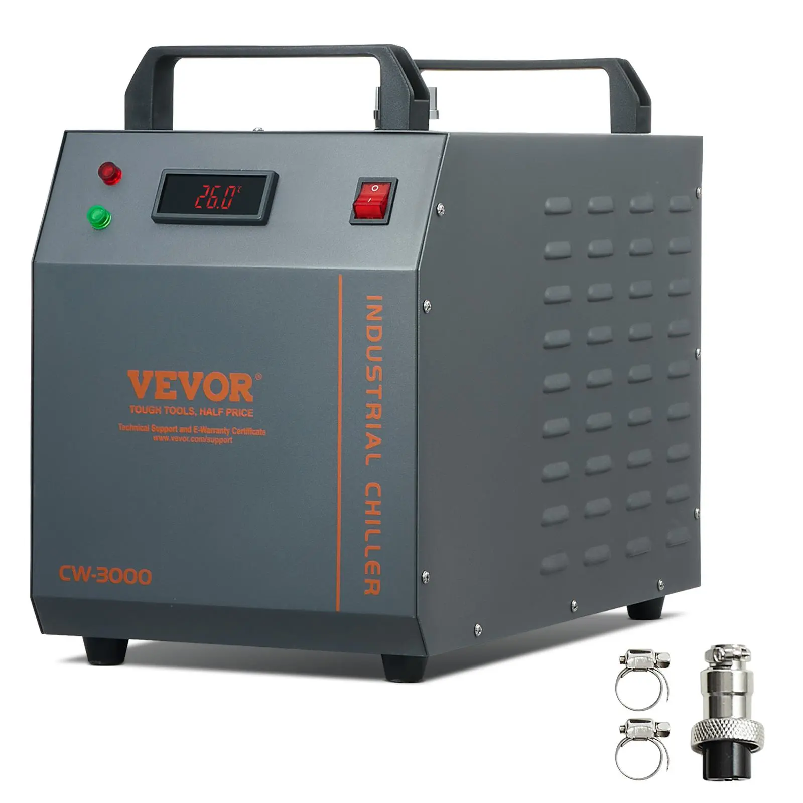 【Summerfinds】VEVOR Industrial Water Chiller,  , CW-3000, 80W Air-Cooled Industrial Water Cooler Cooling System with 12 L Water Tank Capacity 12 L/min Maximum Flow Rate, for Laser Engraving Machine Cooling Machine