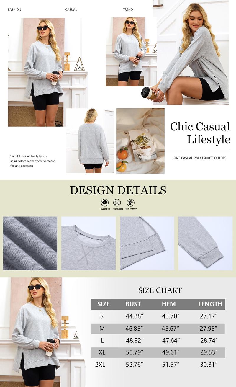 Angerella Women's Casual Crew Neck Sweatshirt Loose Soft Long Sleeve Pullover Tops