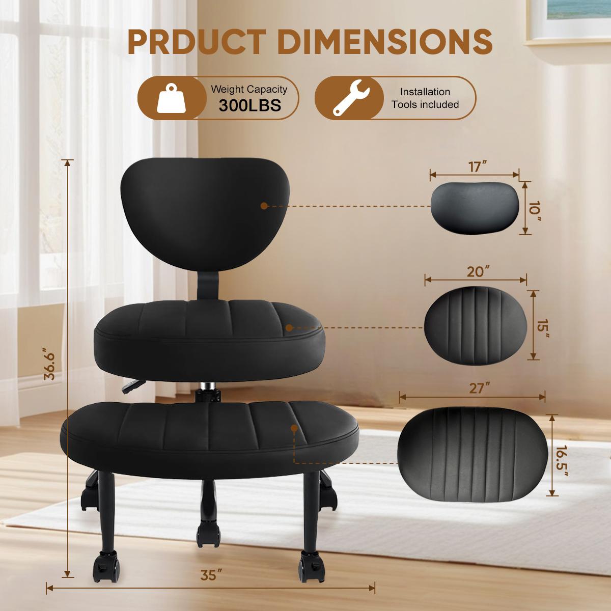 Joyfinity Ergonomic Cross Legged Swivel chair, Pu Leather,Adjustable Height, Back Support with Wheels 360°Rotating Versatile for Meditation, Yoga Home & Office Use, New Year New Me gifts Joyfinity Ergonomic Cross Legged Swivel chair, Pu Leather,Adjustable Height, Back Support with Wheels 360°Rotating Versatile for Meditation, Yoga Home & Office Use, New Year New Me gifts