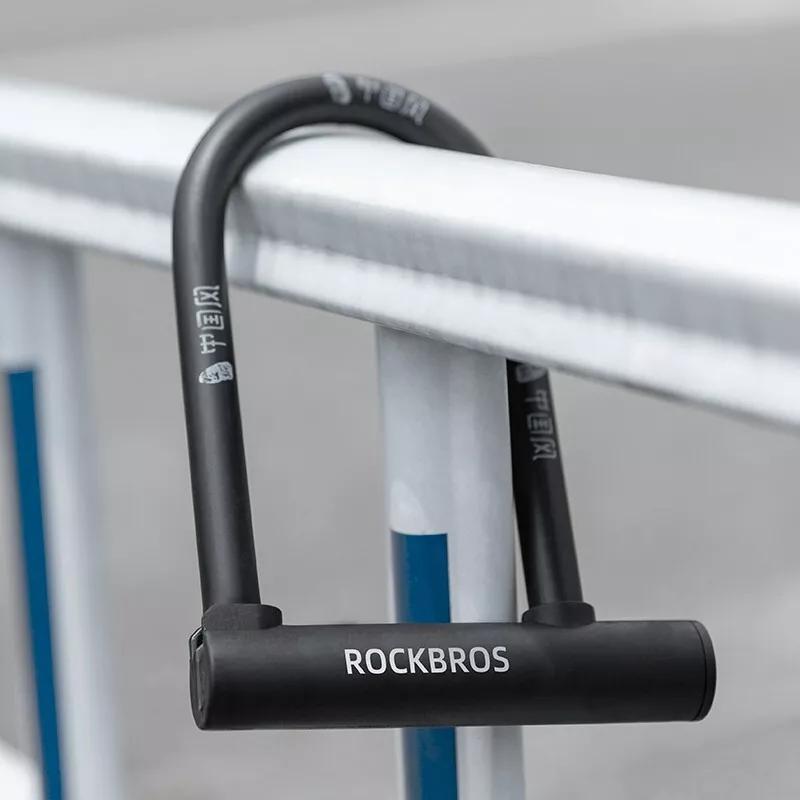 ROCKBROS Bicycle U-lock Steel Carbon Bike Lock Anti Theft w/ 2 keys Black Lock