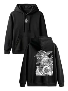 Big & Tall Men's Classic Basic Elden Ring Graphic Pullover Hoodies, Natural Breathable Cotton Relaxed-Fit Long-Sleeve Hemmed Casual Tops for Fall-Winter Vacation, Thanksgiving Streetwear