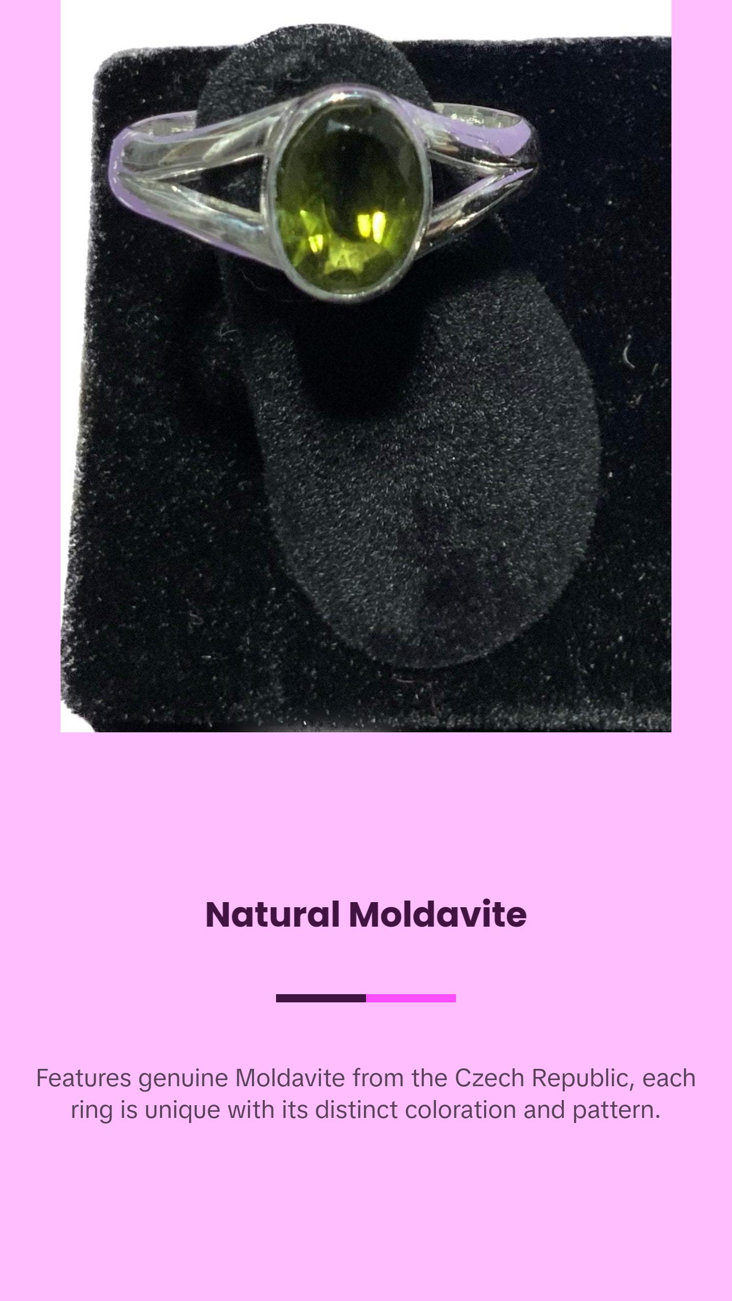 Beautiful Moldavite Ring Size 6