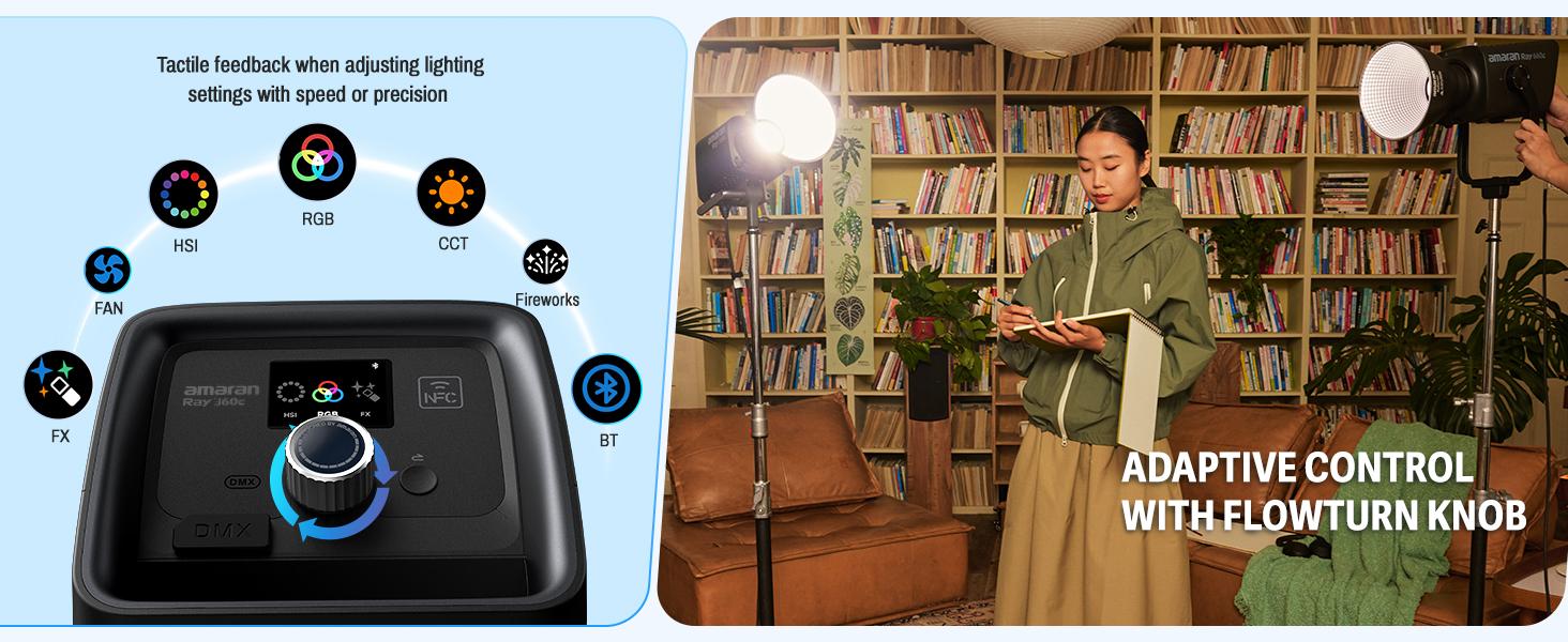 amaran Ray 660c RGB LED Video Light - 660W full-color APP/DMX Control, 1,800-20,000K 38,500Lux/1m COB Continuous Output Lighting, Bowens Mount Portable Light for Content Creators，Photography, Studio,Video Recording