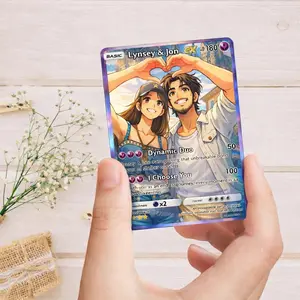 Personalized Pokemon Couple Card, Custom Photo Anime Wedding Card, Anniversary Gift, Gift for Him, Gift for Her, Custom Card Anniversary