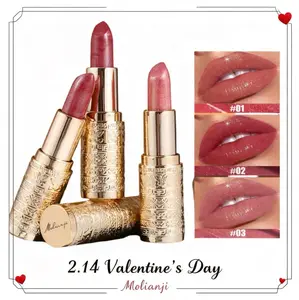 Golden Shiny Color Changing Lipstick Long-lasting Waterproof Moisturizing Lip Balm Oil Unique Gritty-Meets-Glossy Finish 3 Shades velvet matte finish Intensely Pigmented Makeup Lipgloss