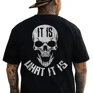 IT IS WHAT IT IS Skull Print Men's T-Shirt, Top Menswear, Tee Shirt Casual Streetwear