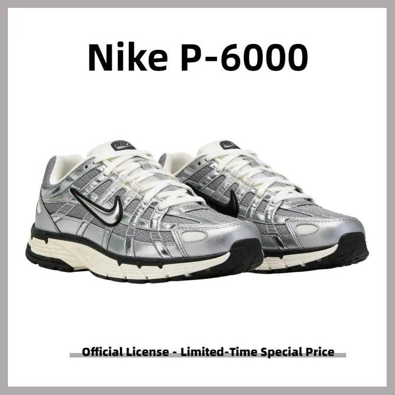 Nike P‑6000 Metallic Silver Retro Sneakers CN0149‑001 Men’s Casual Running Shoes