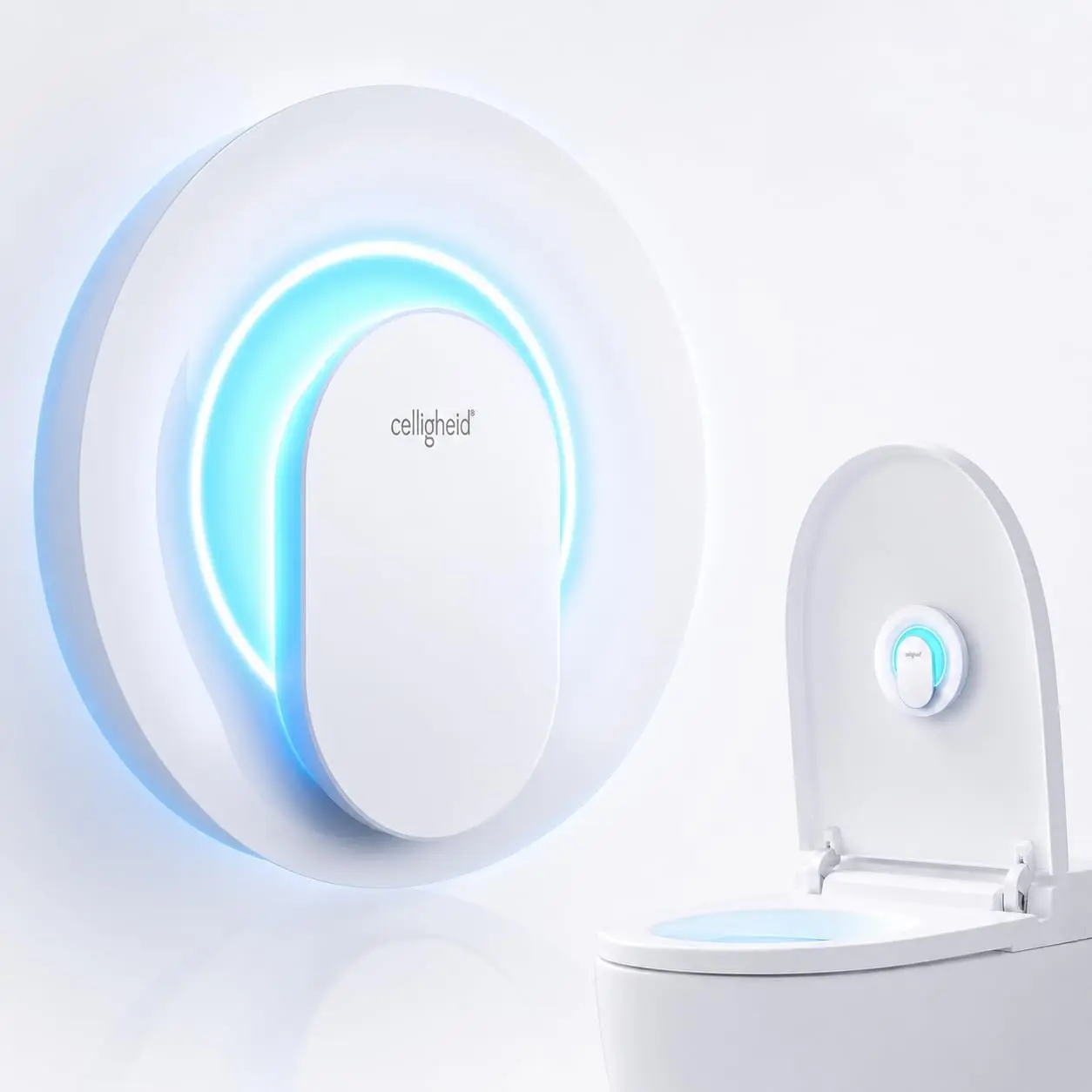 Auto Sensor UV Toilet Sterilizer, No Drill Paste-on Toilet Sanitizer, Automatic Work When Closing Lid, 99.99% Germ Killing Rate,Portable Paste Mount Disinfection Light for Household Toilets, Shared Apartment & Family Bathroom Must Have