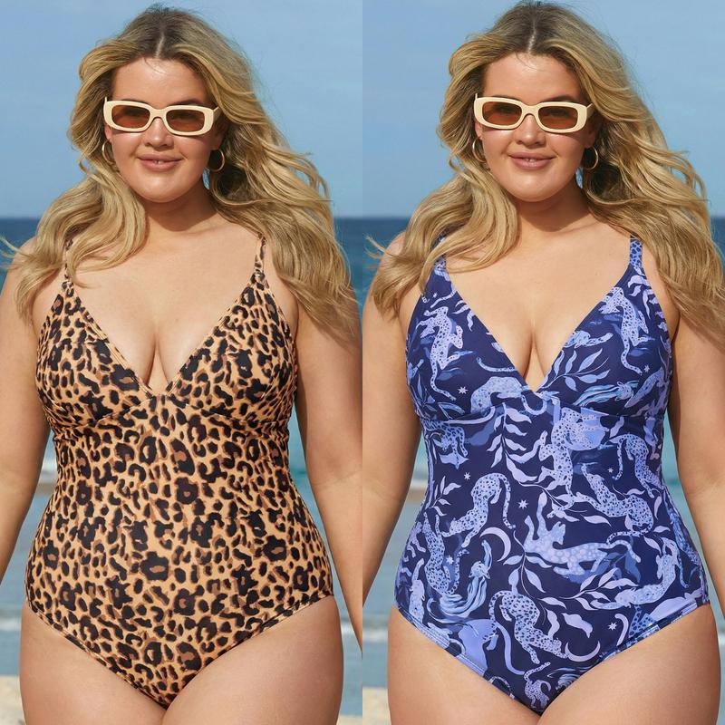 CUPSHE One Piece Swimsuit: Plunging V Neck Sculpting Tummy Control Bathing Suit with Adjustable Lace-Up Back (Size XS-3XL)