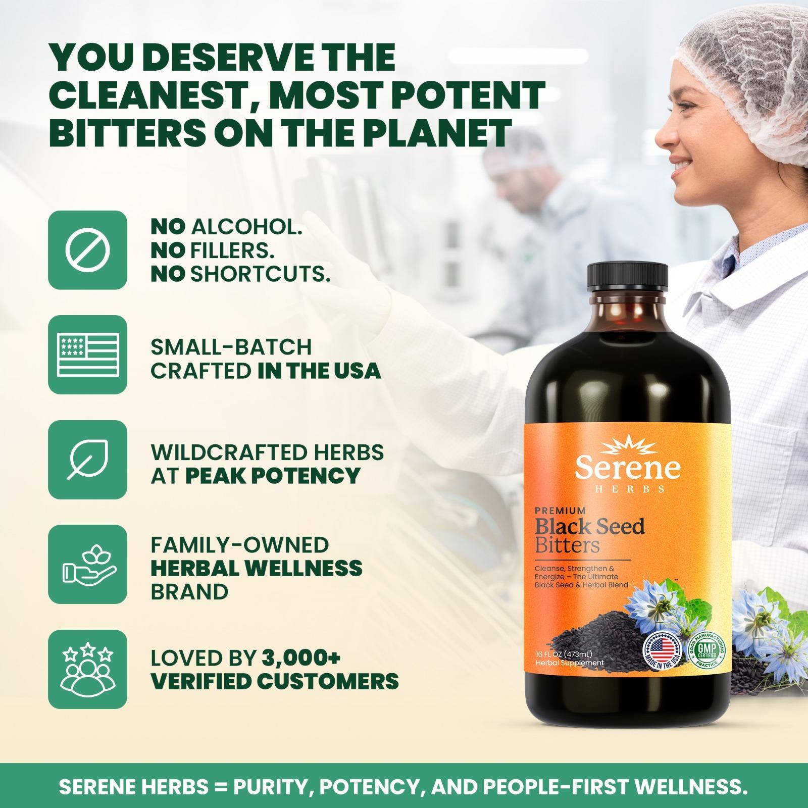 Serene Herbs Black Seed Bitters - Respiratory Health and Natural Wellness