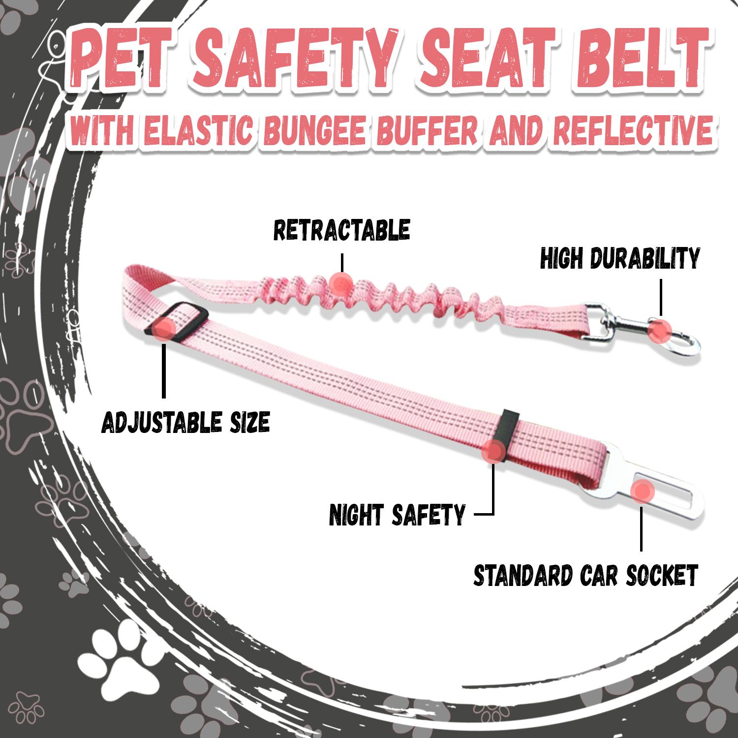 Pet Leash for Dogs and Cats, Adjustable Pet Car Seat Belt, Car Pet Harness with Elastic Bungee Buffer Reflective, Dog Accessories