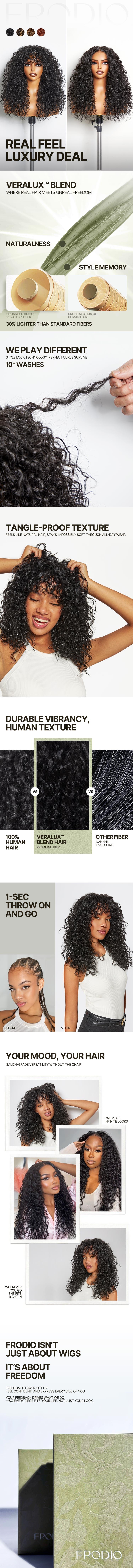 [Blend][LIVE] Frodio Veralux™ Blend Human Hair 20" Curly Wig- Effortless Shaggy Waves Big Hair Curly Hair Wig Ready To Wear TikTokShopBlackFriday