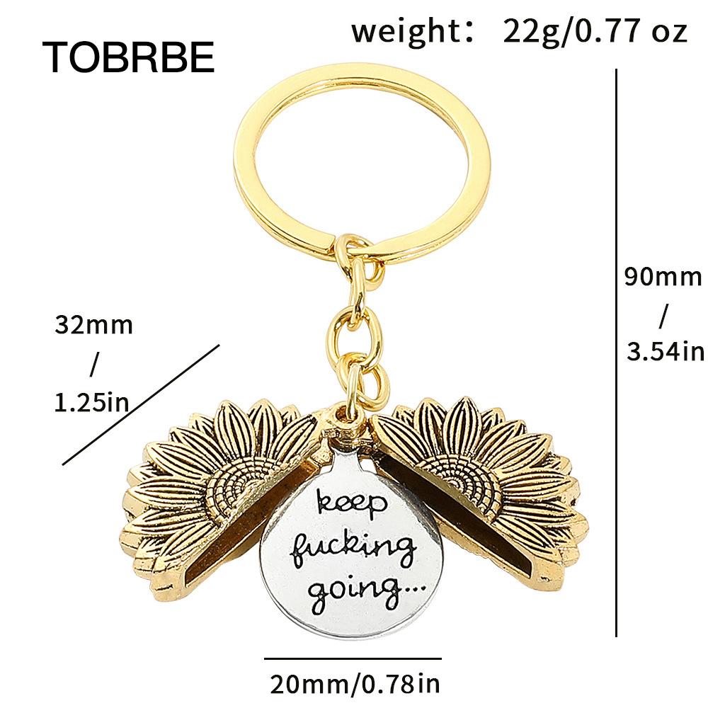 Sunflower Keychain Inspirational Gifts for Women Men Birthday valentines Gifts for Best Friend Student Graduation - Keep Fucking Going Keychain