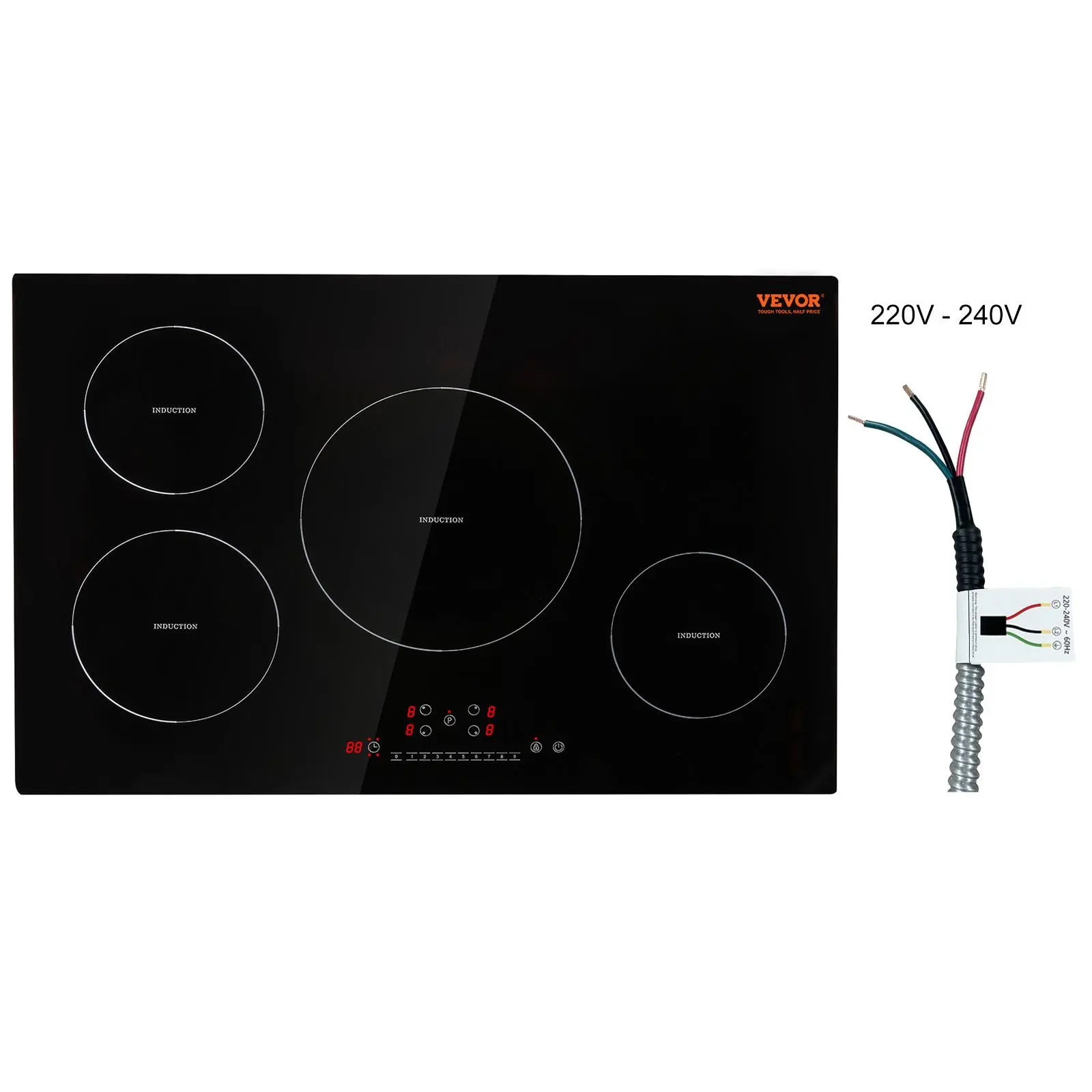 【Summerfinds】VEVOR 30'' Built-in Induction Stove4-Burner 7500W Electric CooktopPortable Induction Cooktop with 9 Heating LevelsLED Touch ScreenChild Lock & Over-Temperature Protection, Induction Stove, Multi-Burner Induction Hobs