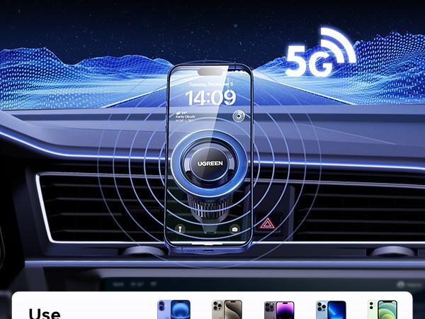 UGREEN Car Phone Mount for Magsafe Air Vent Car Mount Magnetic Phone Holder Compatible with iPhone 17 16 15 14 13 12 Pro Max, Strongest Magnet Black