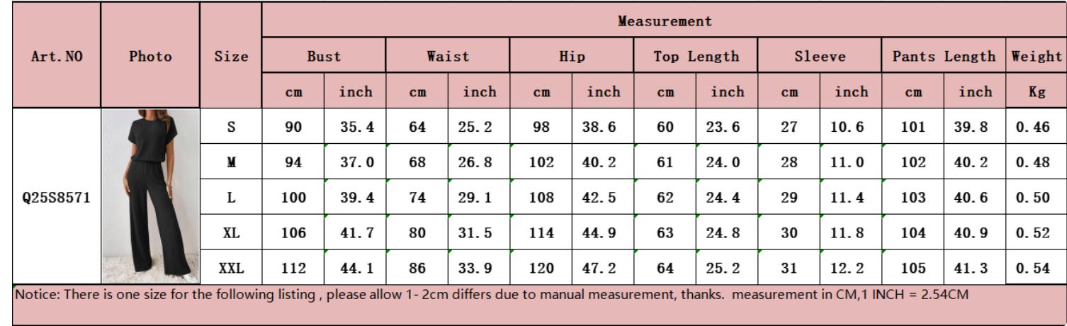 Women's Solid Shortsleeve Crewneck Ribbed Top & Wide Leg Pants Minimalist Casual Fitted Fashion Cozy Top & Trousers for Daily Outdoor Wear Ladies Clothes for Summer Womenswear Yoga Clothes Set Black Batwing Suits Suits Gamis Women's Solid Shortsleeve Crewneck Ribbed Top & Wide Leg Pants Minimalist Casual Fitted Fashion Cozy Top & Trousers for Daily Outdoor Wear Ladies Clothes for Summer Womenswear Yoga Clothes Set Black Batwing Suits Suits Gamis