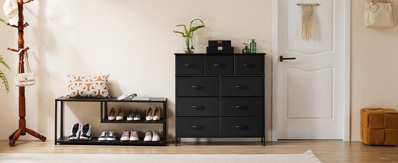 9 Drawers Dresser for Bedroom, Storage Drawers, Fabric Storage Tower Chest of Drawers with Fabric Bins, Sturdy Metal Frame 9 Drawers Dresser for Bedroom, Storage Drawers, Fabric Storage Tower Chest of Drawers with Fabric Bins, Sturdy Metal Frame