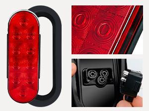 Nilight 4PCS 6" Oval LED Trailer Tail Lights 4PCS 10 LED w/Flush Mount Grommets Plugs Reverse/Back Up Trailer Lights for RV Truck Jeep