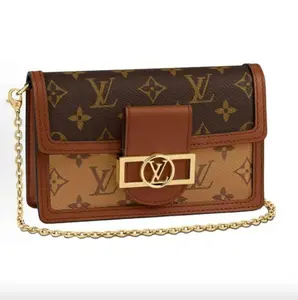 Pre-owned Louis Vuitton Full Authentic Dauphine Wallet On Chain | Microchip Version | Monogram Chain Shoulder Bag Genuine Leather Bag Fashionable Daily Crossbody